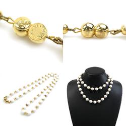 Celine CELINE Necklace Plastic/Metal White/Gold Women's