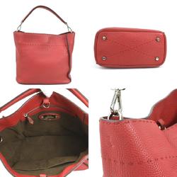 FENDI Shoulder Bag Handbag Selleria Leather Red Silver Ladies 8BT218-NDU