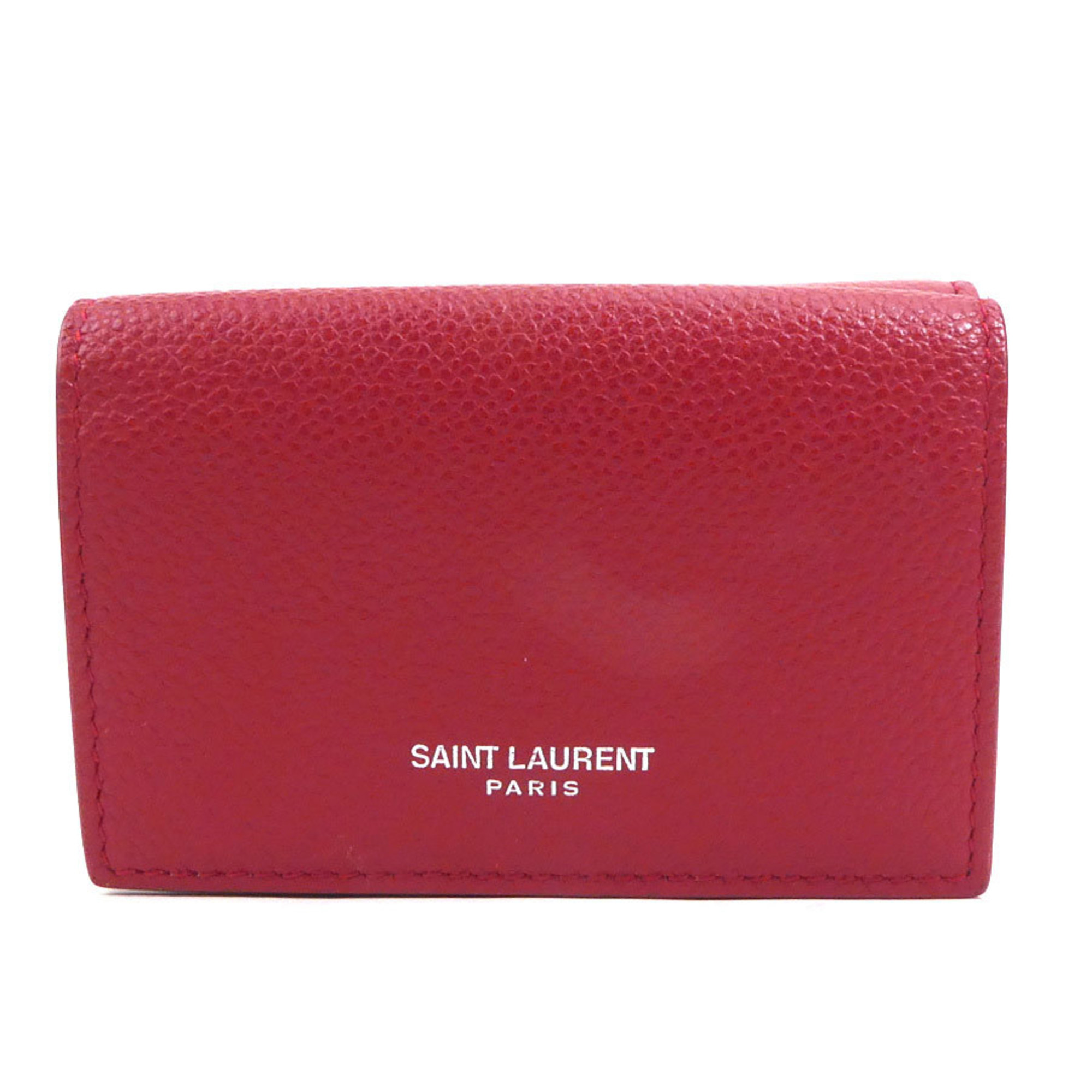 Saint Laurent SAINT LAURENT Trifold Wallet Leather Red Unisex