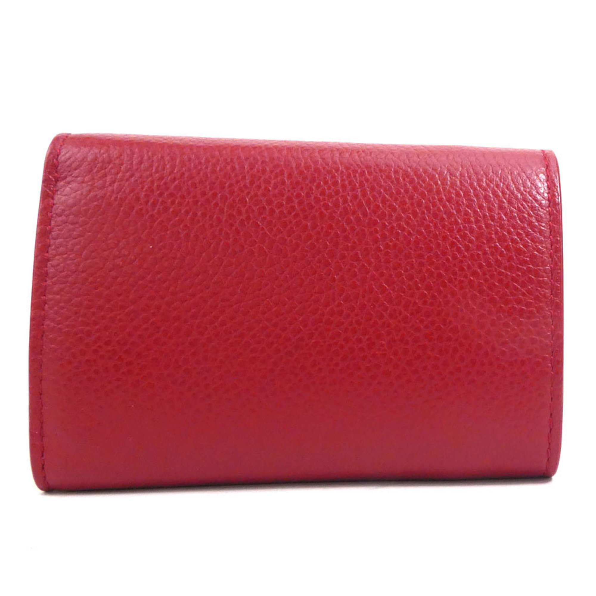 Saint Laurent SAINT LAURENT Trifold Wallet Leather Red Unisex