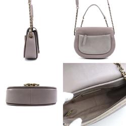 CHANEL Crossbody Shoulder Bag Coco Mark Leather Purple Gray Ladies