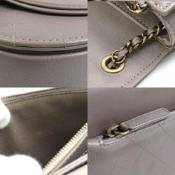 CHANEL Crossbody Shoulder Bag Coco Mark Leather Purple Gray Ladies