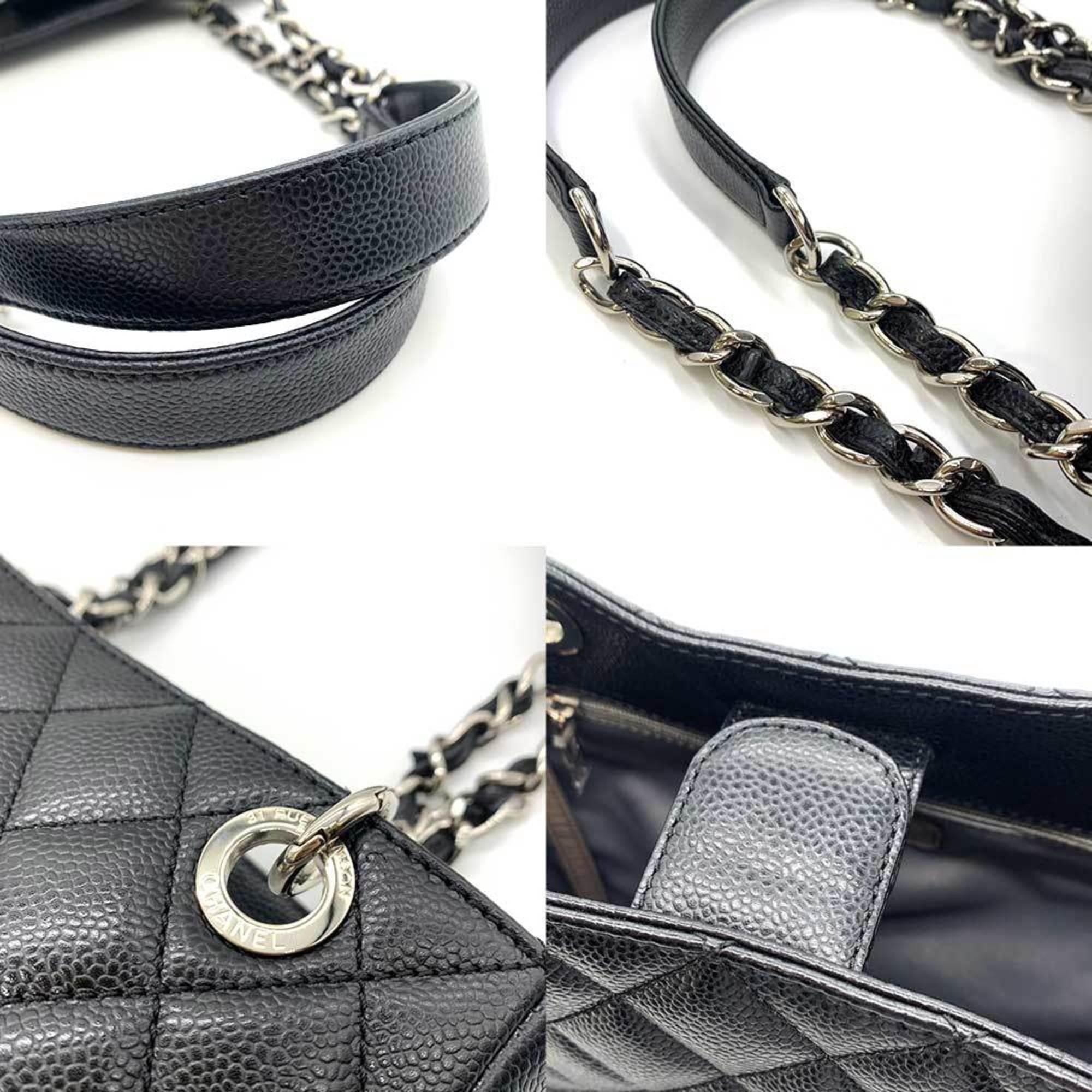 CHANEL Bag PST Chain Tote Black Matelasse Coco Mark Shoulder Ladies Caviar Skin Leather
