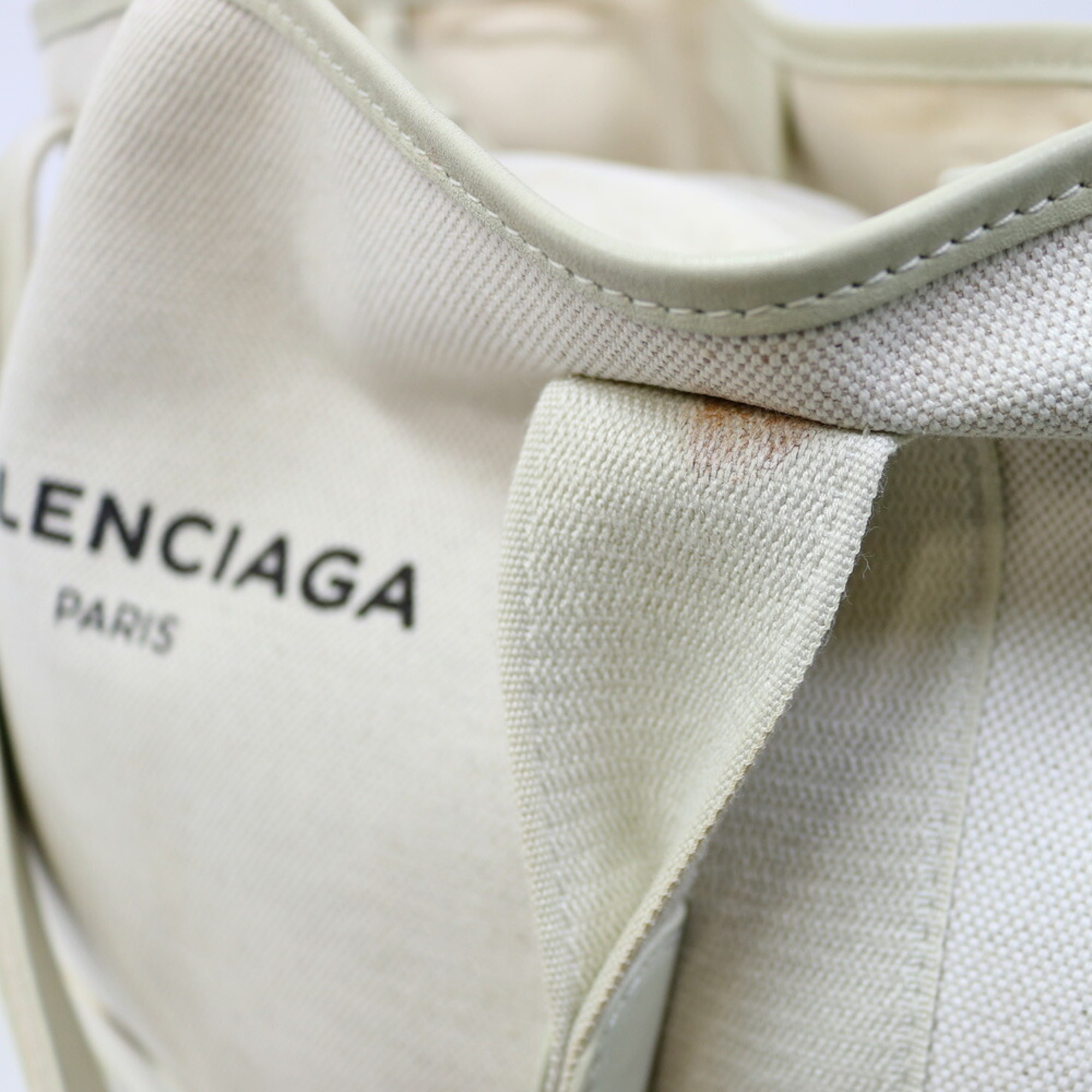 Balenciaga Navy Cabas Shoulder Bag Canvas White Women's 