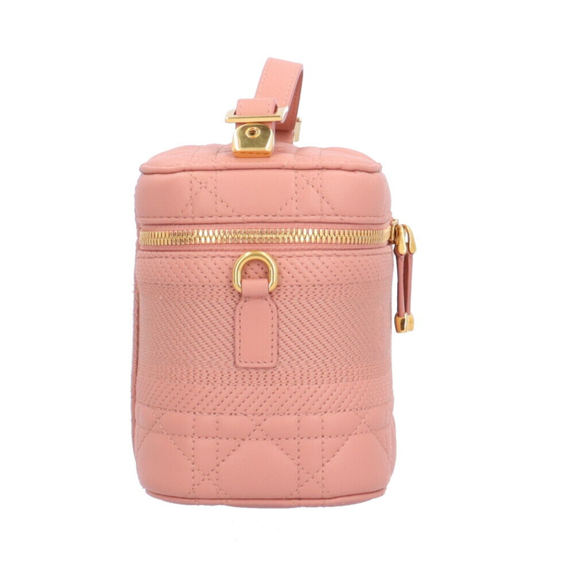 Christian Dior Small Vanity Shoulder Bag Lambskin S5488UNTR Pink Women's