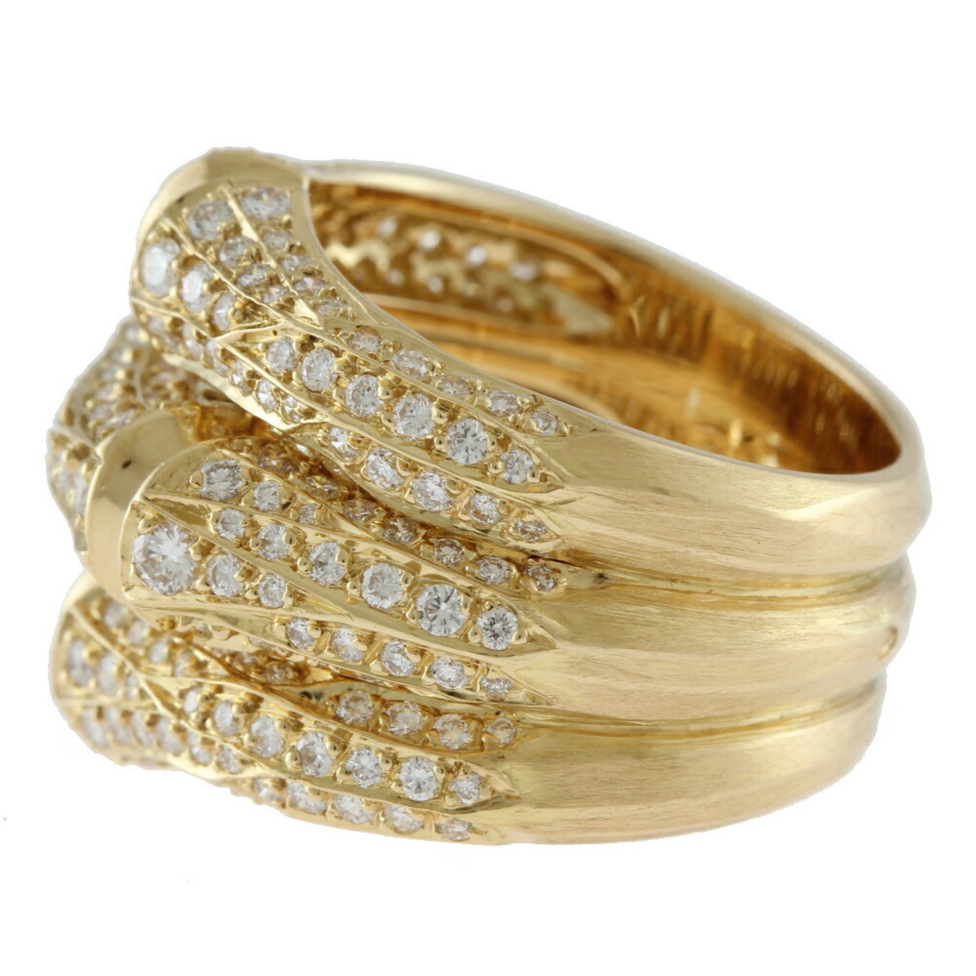 Cartier Bamboo Diamond Ring No. 12 18K Yellow Gold Ladies CARTIER