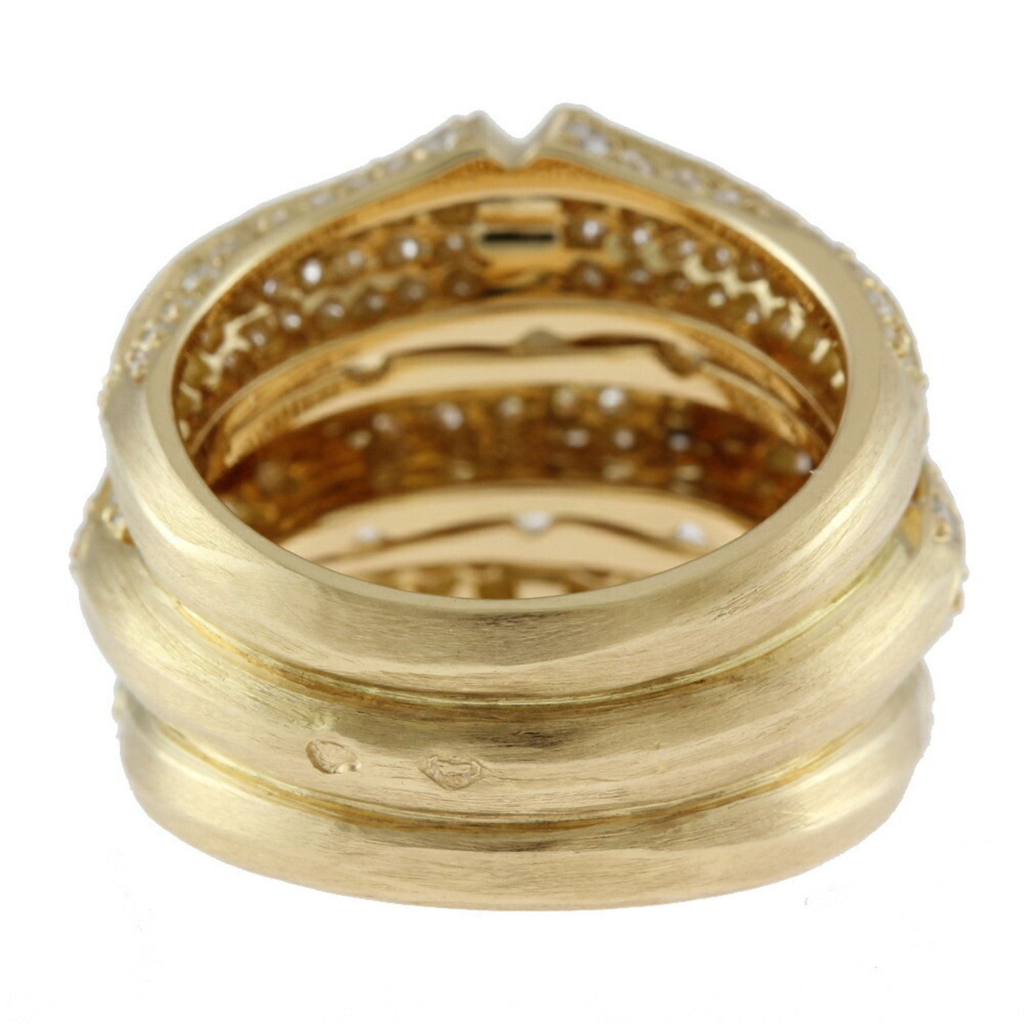 Cartier Bamboo Diamond Ring No. 12 18K Yellow Gold Ladies CARTIER