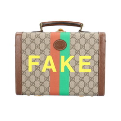Gucci Faux Knot Print Beauty Case GG Supreme Handbag Canvas 633587 Beige Women's GUCCI