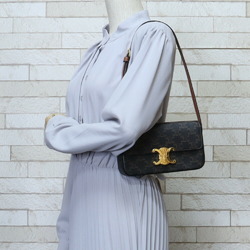 Celine Claude Triomphe Shoulder Bag PVC Coated Canvas 194142CUZ.04LU Black Women's CELINE