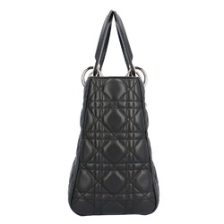 Christian Dior Dior Lady Medium Bag Shoulder Leather Black Ladies
