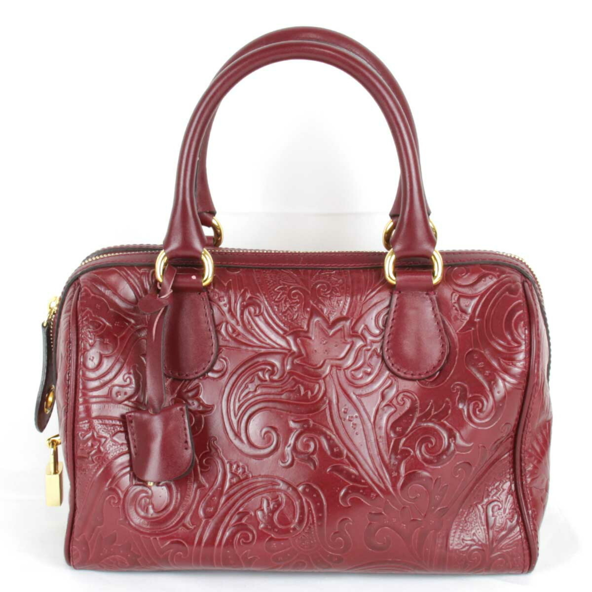 ETRO Margot 1C362-2735 Mini Boston Bag Leather Wine Red Ladies