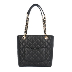 CHANEL PST Tote Cocomark Matelasse Bag Caviar Skin Black Women's