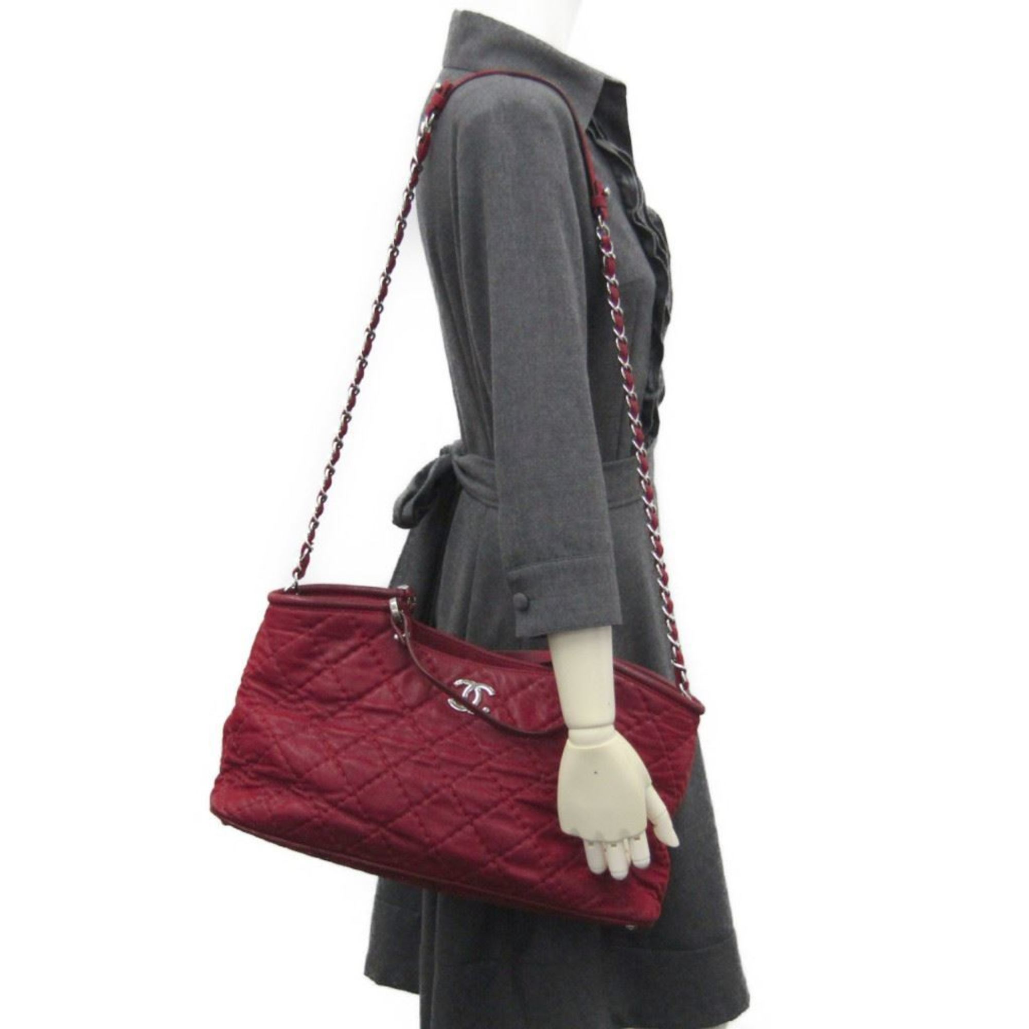 Chanel Wild Stitch Women's Leather Handbag,Shoulder Bag Red