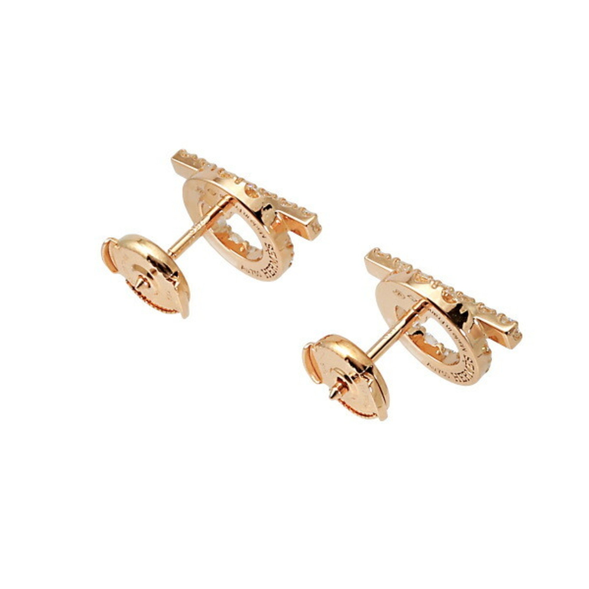 Hermes Finesse K18PG pink gold earrings