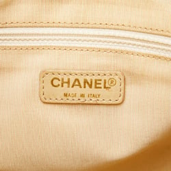 CHANEL Chocolate Bar Coco Mark Shoulder Bag Tote Beige Leather Women's