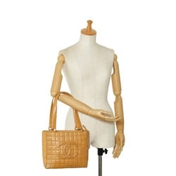 CHANEL Chocolate Bar Coco Mark Shoulder Bag Tote Beige Leather Women's