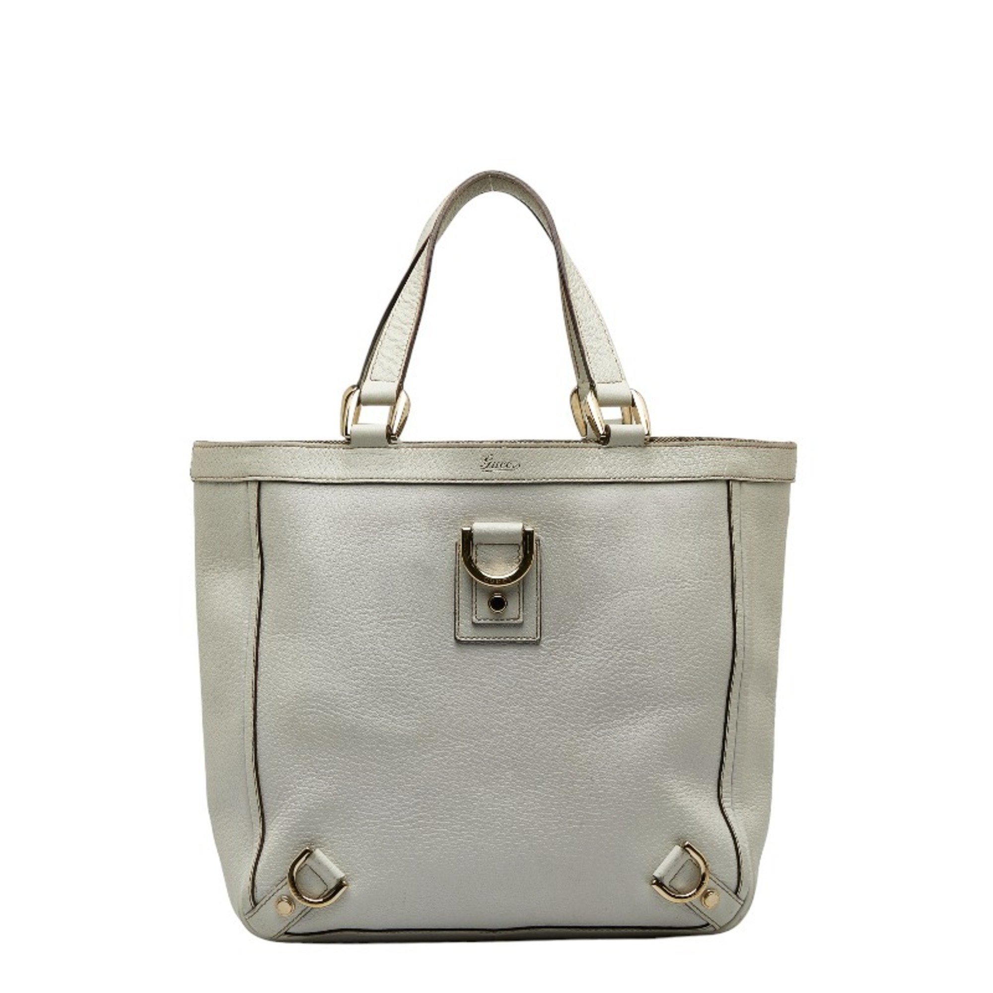 Gucci Abbey Handbag Tote Bag 130739 White Leather Ladies GUCCI