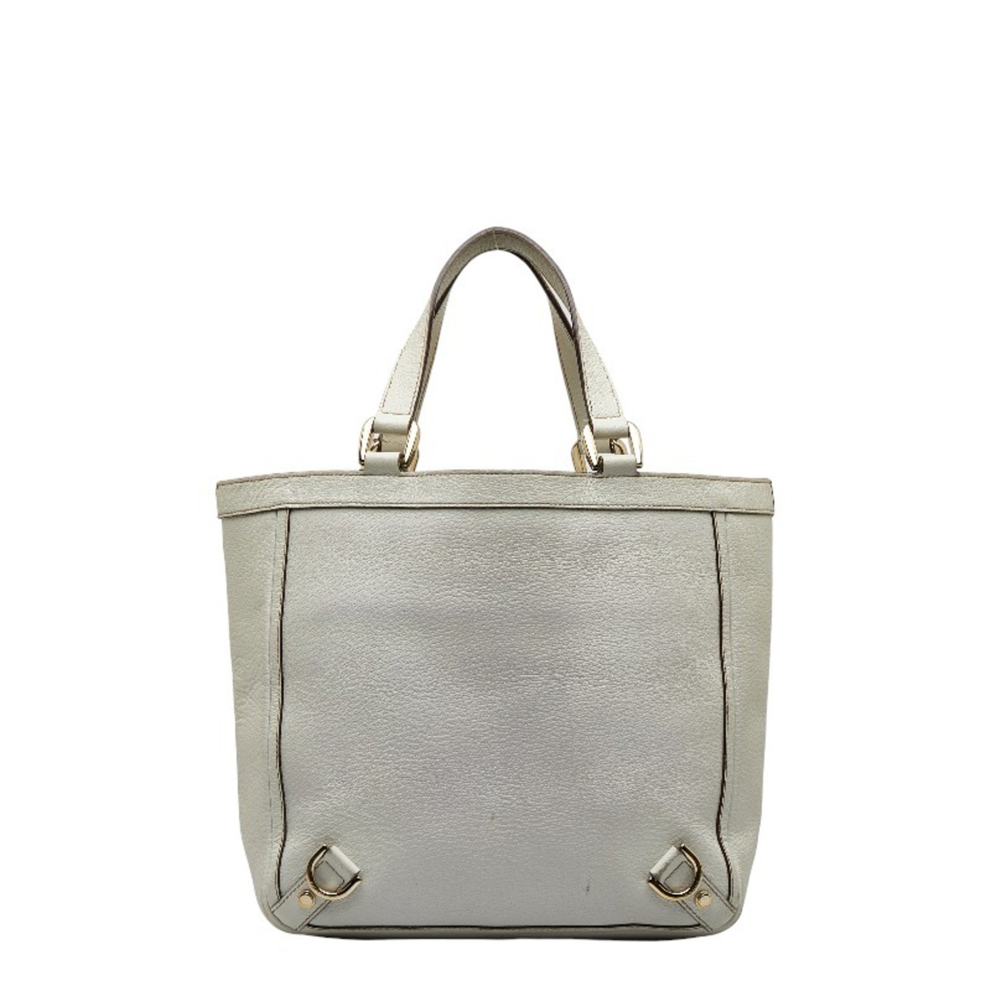 Gucci Abbey Handbag Tote Bag 130739 White Leather Ladies GUCCI