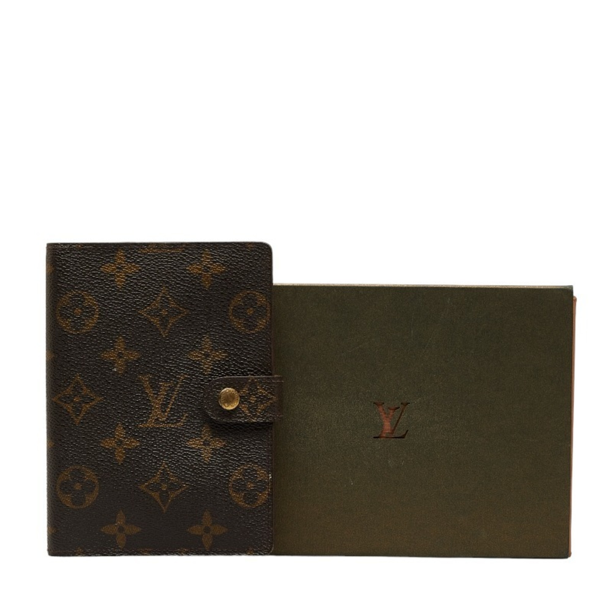 Louis Vuitton Monogram Agenda PM 6-hole Notebook Cover R20005 Brown PVC Leather Ladies LOUIS VUITTON