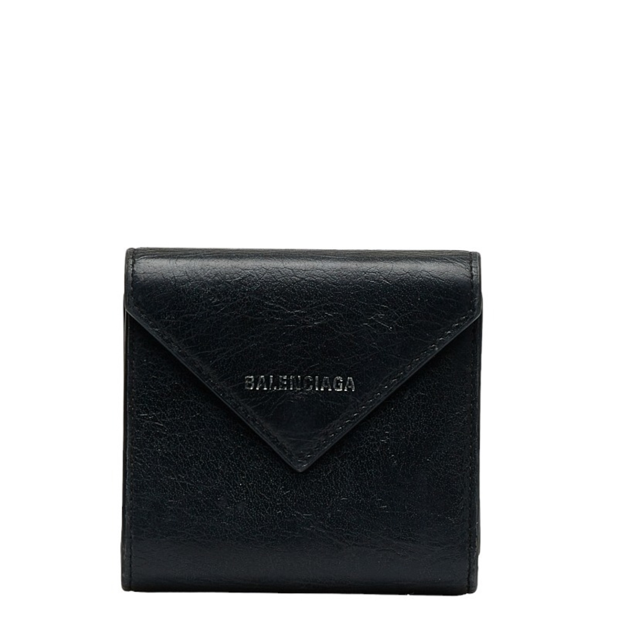 Balenciaga Paper Trifold Wallet 637450 Black Leather Women's BALENCIAGA