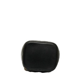 CHANEL Bicolore Vanity Bag Pouch Black Leather Women's