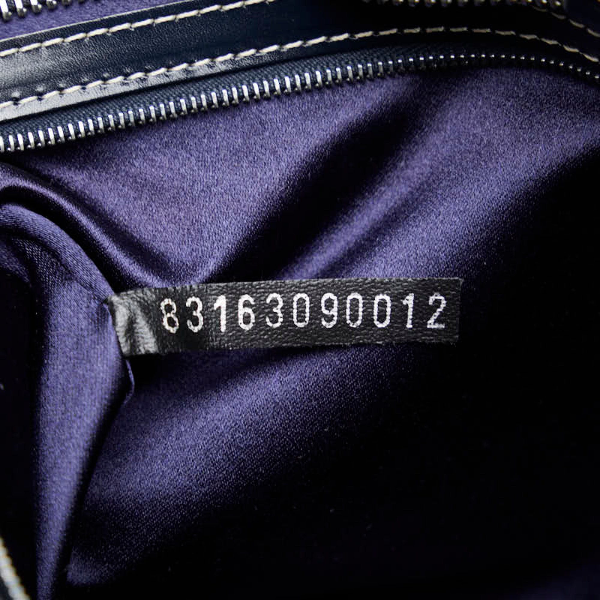 Fendi Zucchino Handbag 83163090012 Navy Canvas Leather Women's FENDI