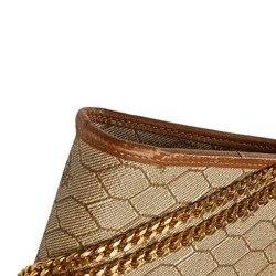 Christian Dior Dior Honeycomb Chain Shoulder Bag Beige PVC Leather Women's