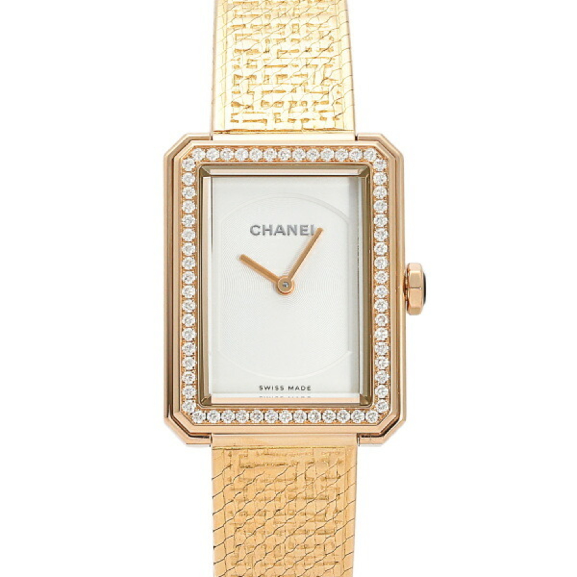 CHANEL Boyfriend Tweed H4881 Opal White Dial Watch Ladies