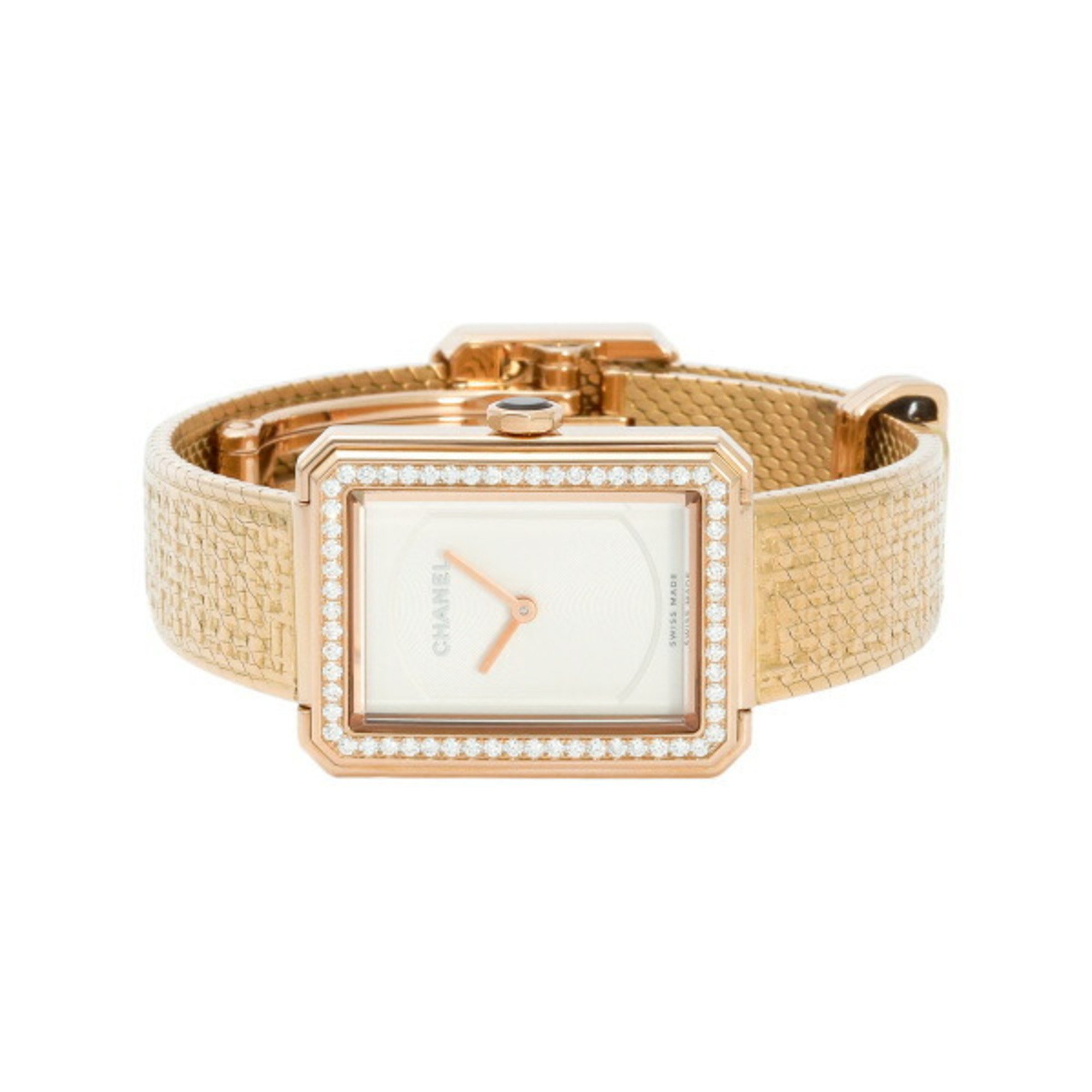 CHANEL Boyfriend Tweed H4881 Opal White Dial Watch Ladies