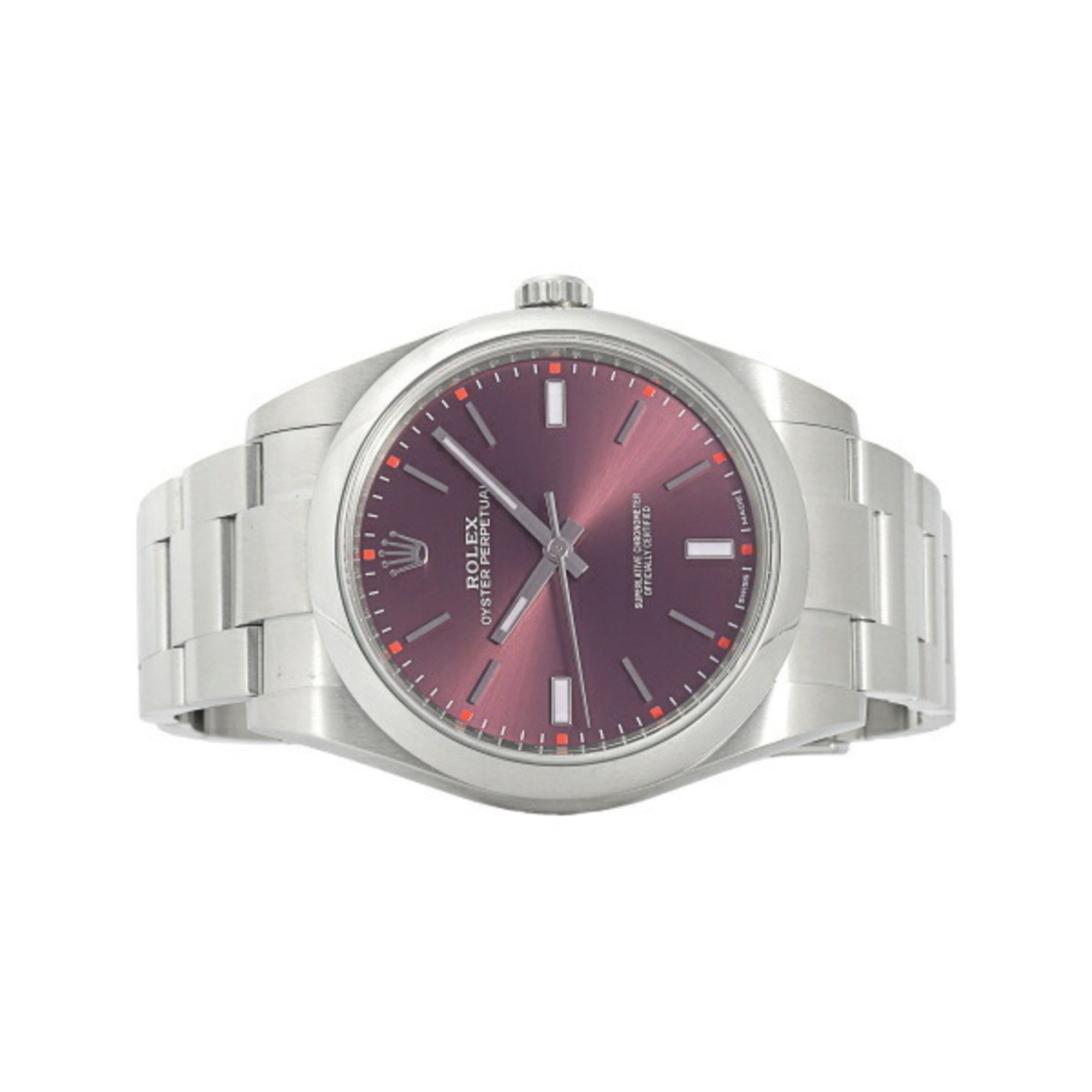 Rolex Oyster Perpetual 39 114300 Red Grape Dial Watch Men's