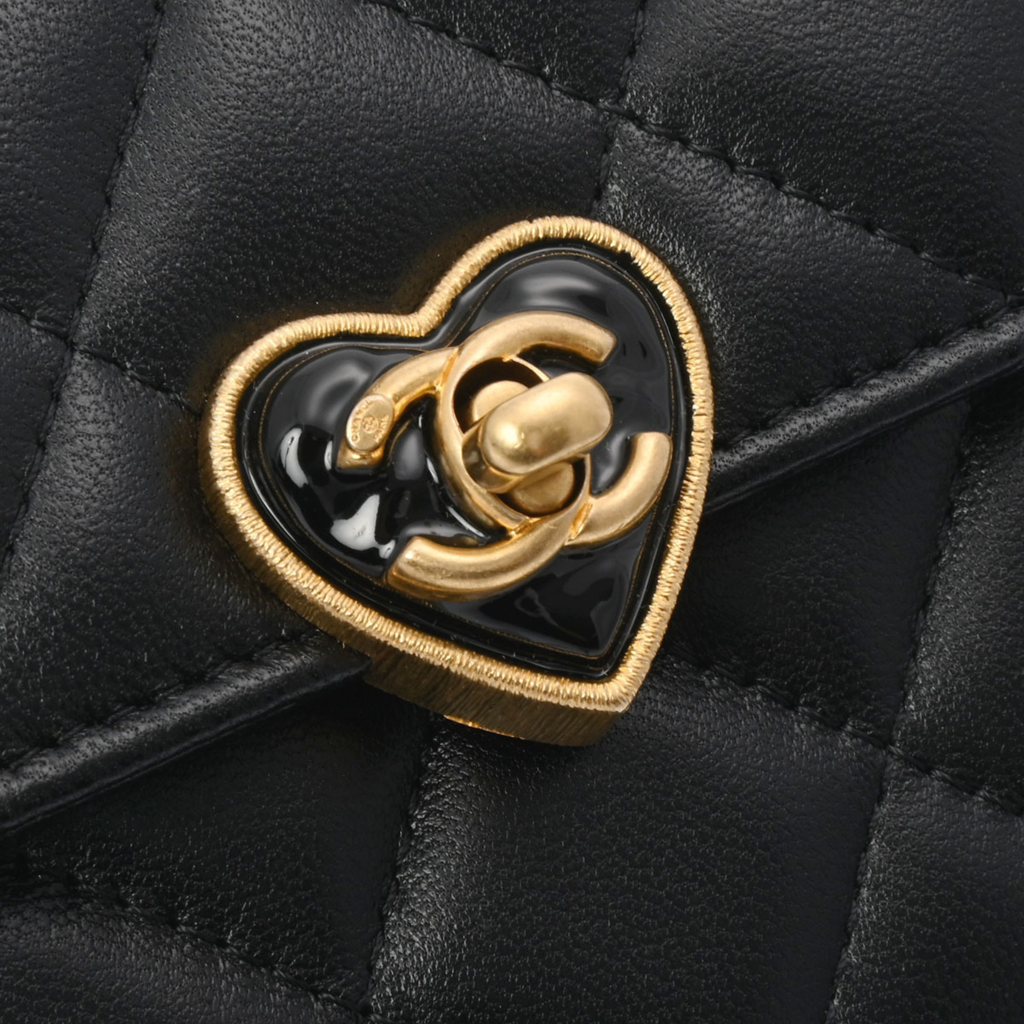 CHANEL Matelasse Chain Shoulder Heart Black AP3291 Women's Lambskin Bag
