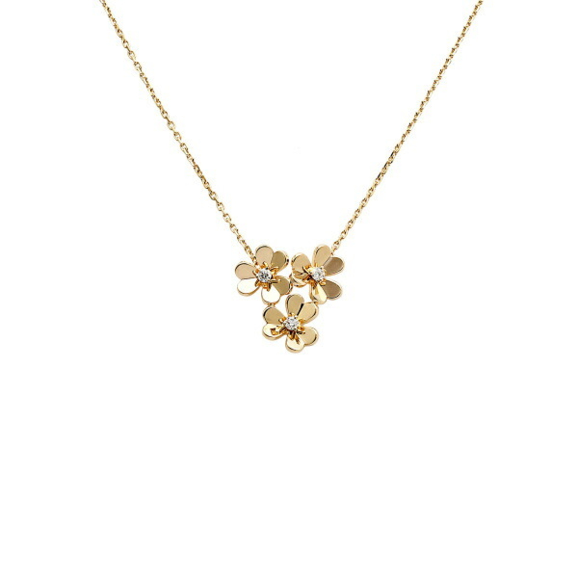 Van Cleef & Arpels 3 Flower Frivole YG Yellow Gold Necklace