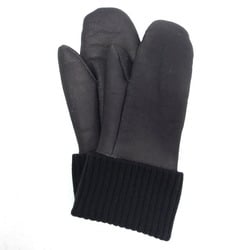 Hermes Lambskin Mitten Gloves Long Black M Size