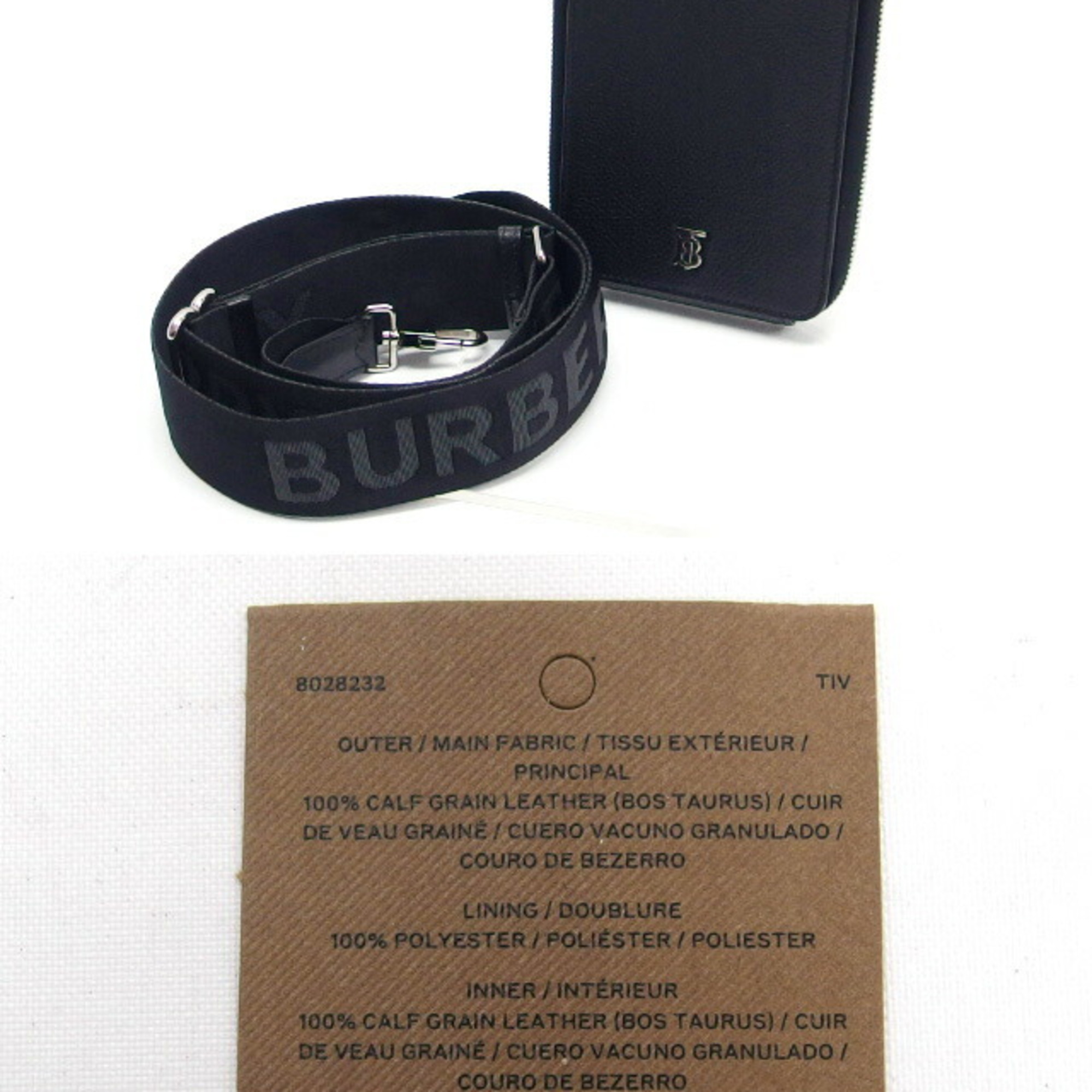 Burberry Phone Bag Shoulder Leather Black