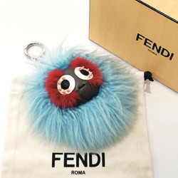 FENDI Bag Bugs Monster Charm Keychain Faux Fur Ladies Blue