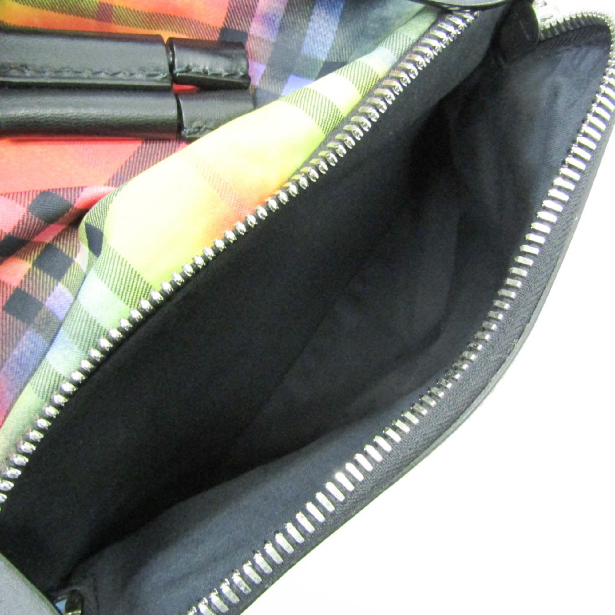 Burberry Rainbow Tie Dye 4077887 Women,Men Nylon,Leather Backpack Black,Multi-color
