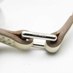 Hermes Rival Mini Leather,Metal Bangle Cream,Silver