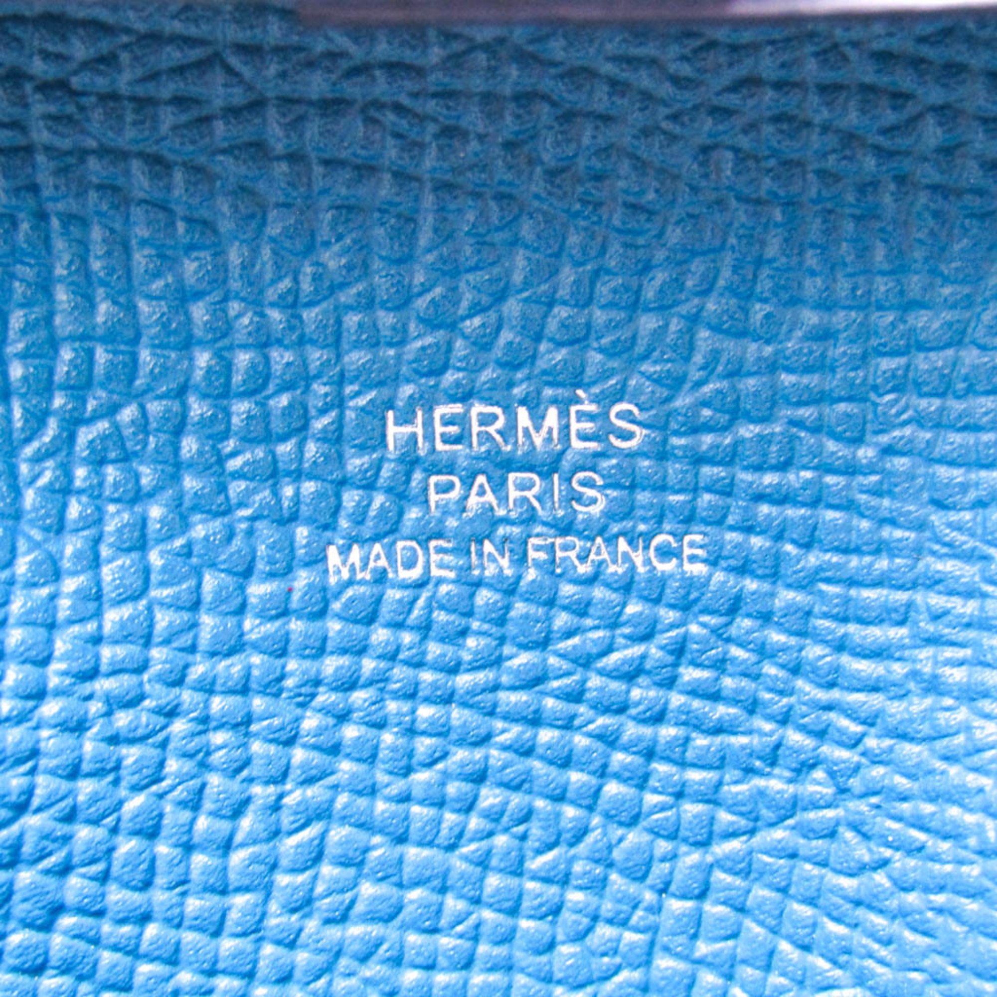 Hermes Bastia Women,Men Epsom Leather Coin Purse/coin Case Indigo Blue