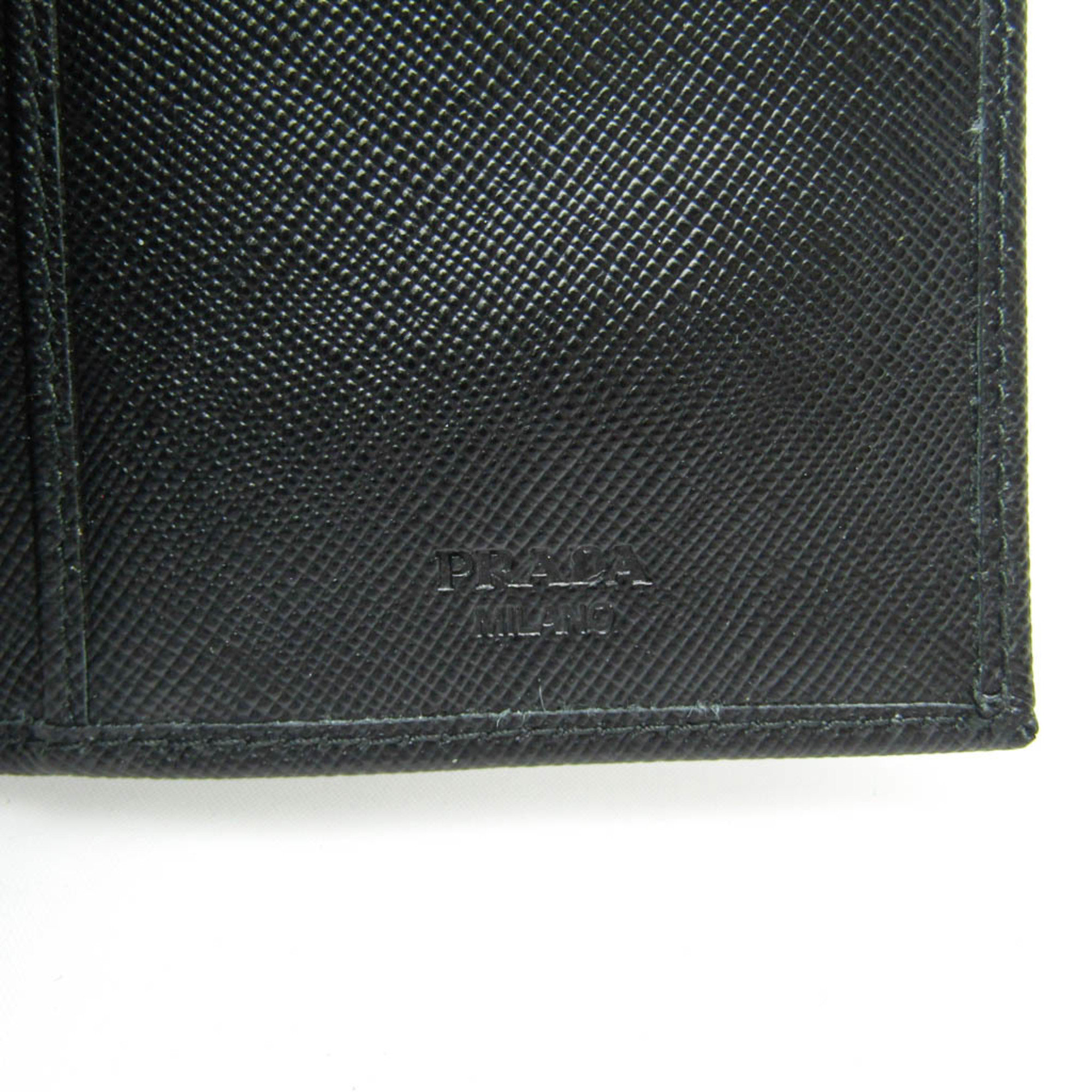 Prada Men,Women Leather Long Wallet (bi-fold) Black