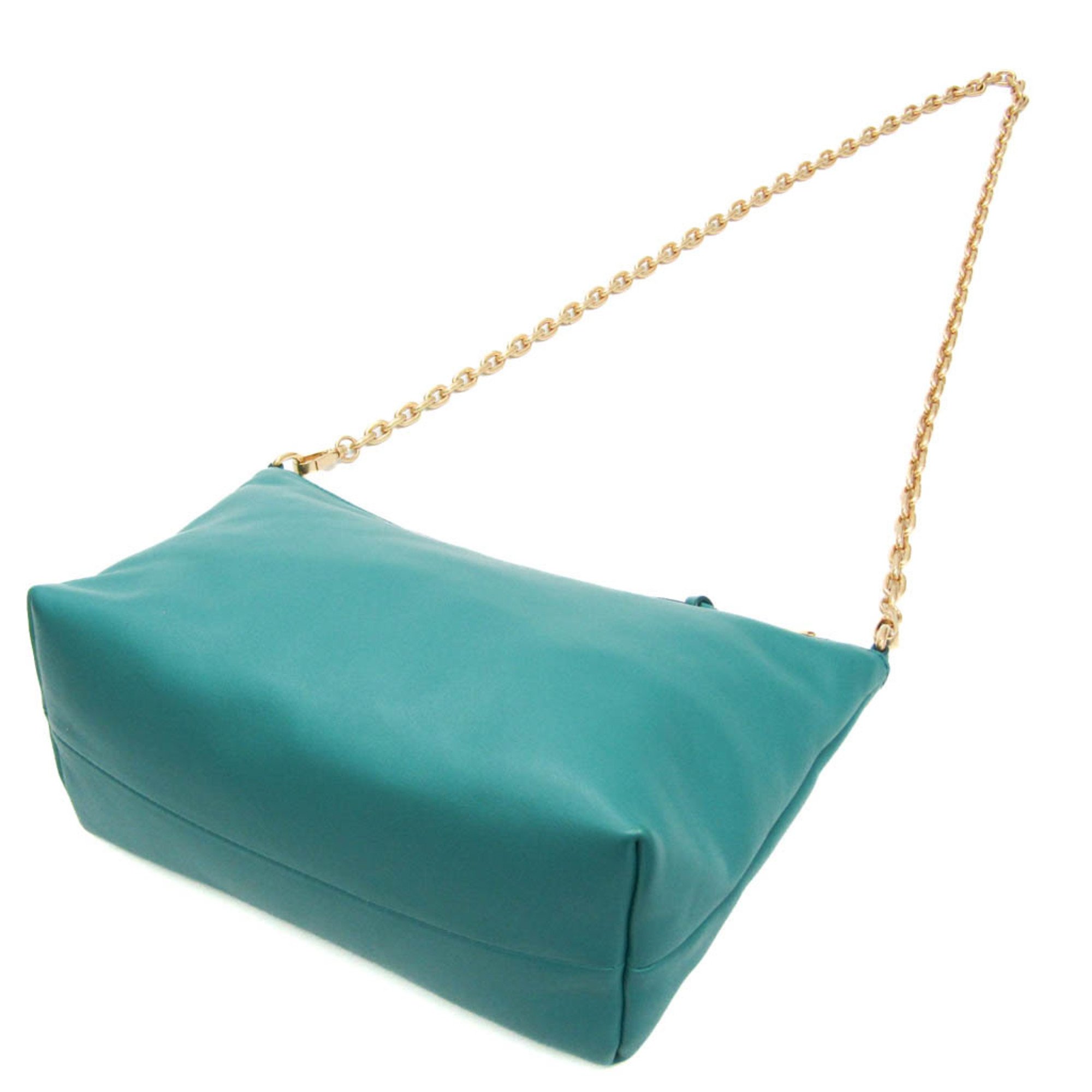 Miu Miu Logo Women's Leather Shoulder Bag Green