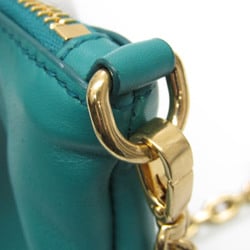 Miu Miu Logo Women's Leather Shoulder Bag Green