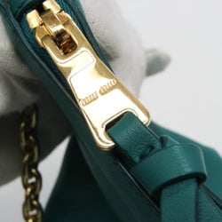 Miu Miu Logo Women's Leather Shoulder Bag Green