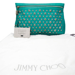 Jimmy Choo ZENA Women's Leather Studded Clutch Bag Green