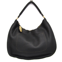 Fendi Selleria 8BR582 Women's Leather Shoulder Bag Black