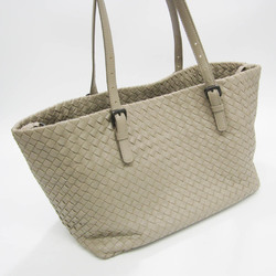 Bottega Veneta Intrecciato Women's Leather Tote Bag Light Gray
