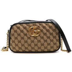 Gucci GG Marmont Women's Shoulder Bag 447632 Leather Beige/Black