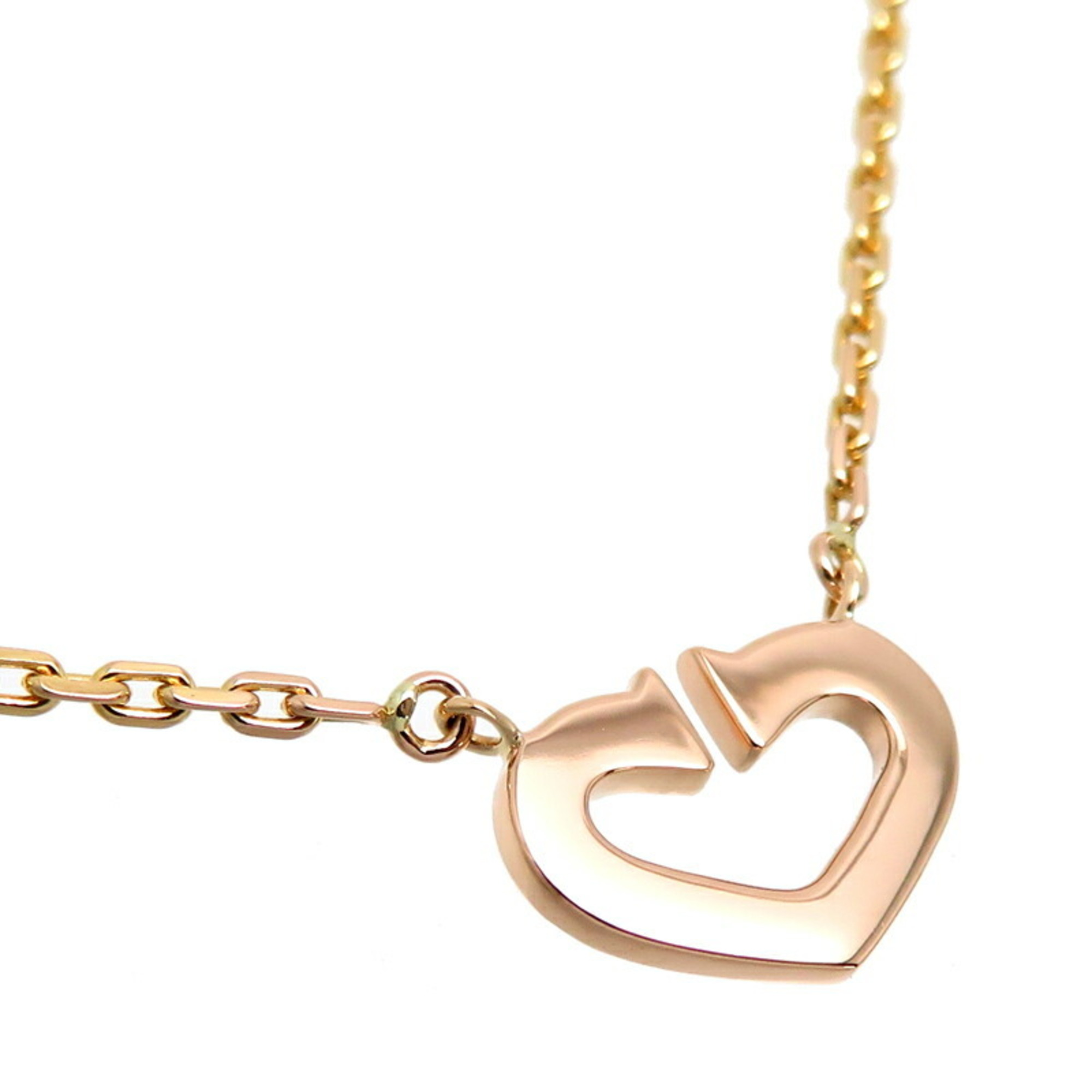 Cartier C Heart Diamond Ladies Necklace 750 Yellow Gold