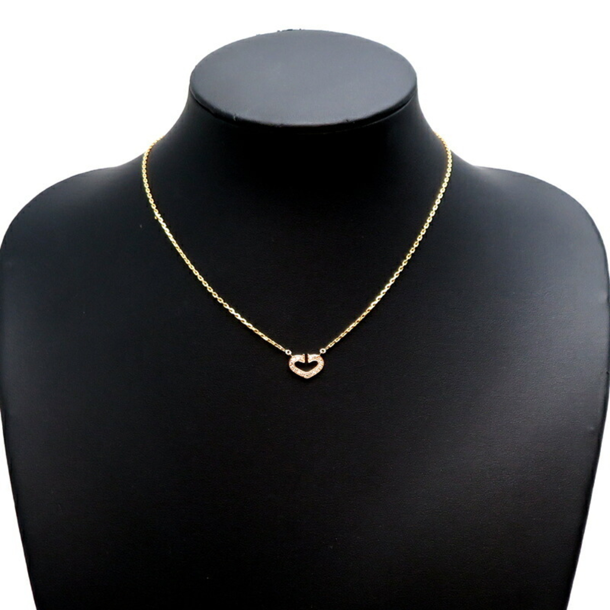 Cartier C Heart Diamond Ladies Necklace 750 Yellow Gold