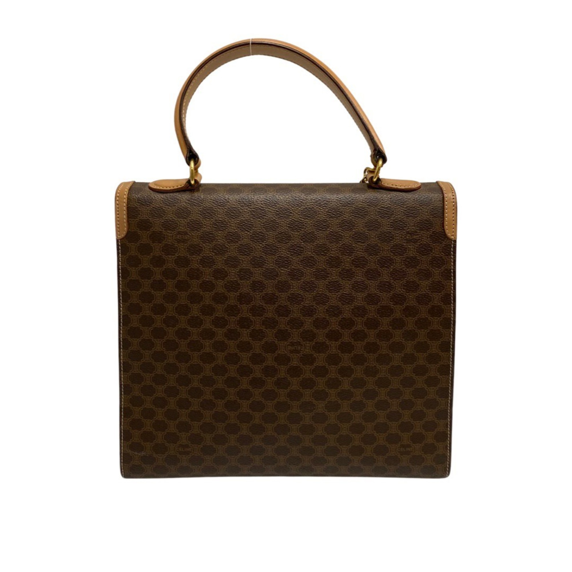 CELINE Vintage Macadam Blason Ring Logo Metal Fittings Leather Genuine 2way Handbag Shoulder Bag