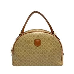 CELINE Macadam Blason Triomphe Logo Pattern Leather Genuine Handbag Mini Boston Bag Beige